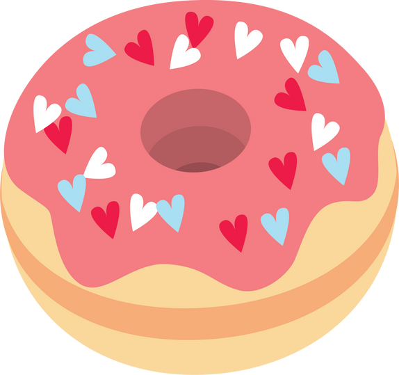 Strawberry Donut with Heart Sprinkles